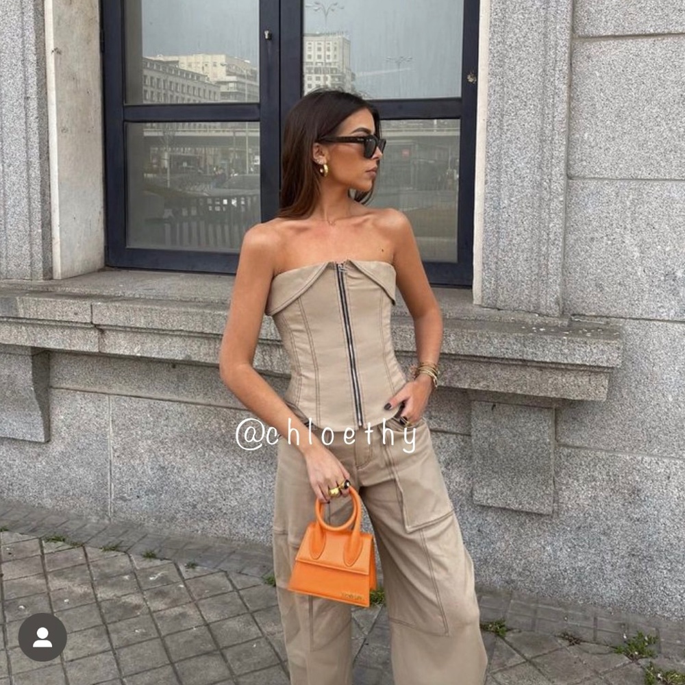 Zara co-ord set TOPSTITCHED ZIPPERED PANTS and BUSTIER - Picture 11 of 16